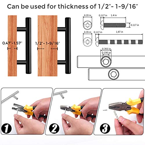 Ravinte Cabinet Pulls,7.38" Length, 5" Hole Center,Matte Black,30 Pack | Round T-Bar Shape, Kitchen Drawer Pulls, Stainless Steel Feel, Cabinet Handles, For Cupboards, Drawers, Dressers, Cabinets - color: Black