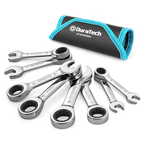 DURATECH Stubby Ratcheting Combination Wrench Set, Metric, 8-piece - size: 10 - 19 mm (8-Piece Set)