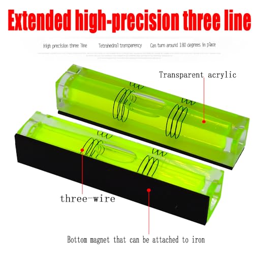 High precision mini bubble, double line small level bubble, three line flat ball, household level ruler can be turned 180 degrees (Magnetic, 80 * 17 * 15mm（4PCS)) - size: 80*17*15mm（4PCS)