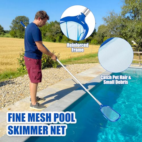 Potchen 3 Pcs Pool Cleaning Kit with Hand Skimmer Net, 10" Brush - style: 10" Brush