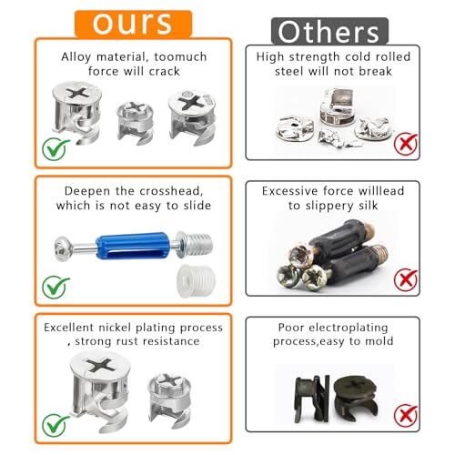 390PCS Cam Locks for Furniture 3-in-1 Eccentric Hardware Wheels Furniture Fasteners Cam Lock Nuts and Cam Screws Furniture Cam Lock Fasteners for Drawer Dresser Cabinet