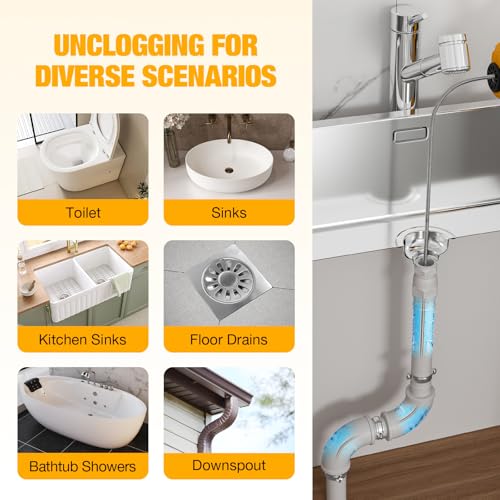 Cordless Electric Drain Auger Compatible with Dewalt 20V Battery(Tool Only) - color: Yellow