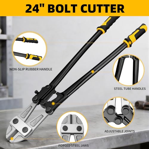 GRENPRO 24 Inch Heavy Duty Bolt Cutter, Chrome Vanadium, Anti-Slip Handle - style: 24" Bolt Cutter