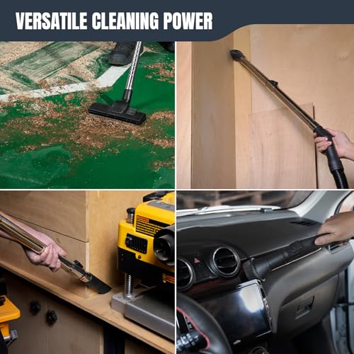 POWERTEC Shop Vacuum Attachment 5 Piece Kit for Wet Dry Vac with 2-1/4" Inlet, Shop Vac Accessories Kit for Workshop Cleaning and Car Detailing (70448)