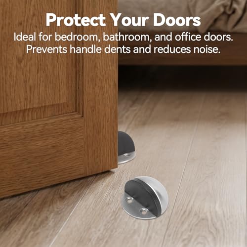 12 Pcs 1.8 x 1.1 in Floor Door Stopper,Brushed Stainless Steel Dome,Silver