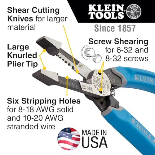 Klein Tools K12035 Klein-Kurve Wire Cutters, Made in USA, Heavy Duty Wire Stripping Tool - size: Wire Stripper