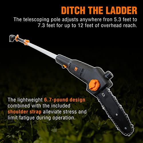 WEN 4019 6-Amp 8-Inch Electric Telescoping Pole Saw, Corded electric - Black&orange - style: Corded 8 in. Pole Saw