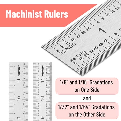 Mr. Pen- Machinist Ruler, 12 Inch, Stainless Steel Imperial - style: 12 inch