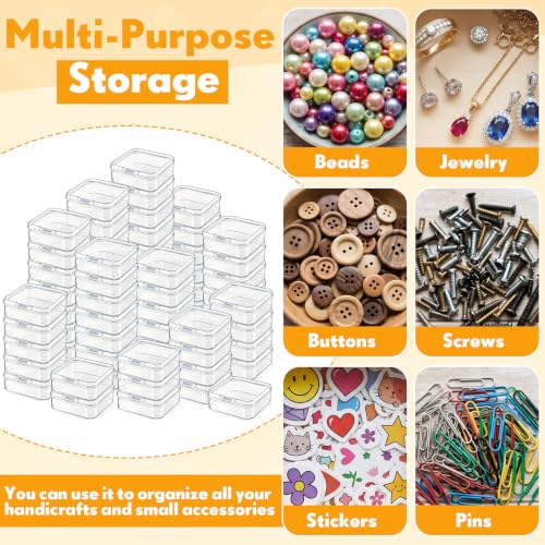 24 Packs Small Clear Plastic Beads Storage Containers Box with Hinged Lid for Storage of Small Items, Crafts, Jewelry, Hardware(2.12 x 2.12 x 0.79 Inches) - size: 2.12 x 2.12 x 0.79 Inches