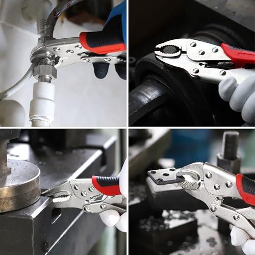 FASTPRO 4-Piece Locking Pliers Set with Heavy Duty Grip, Red - color: Red