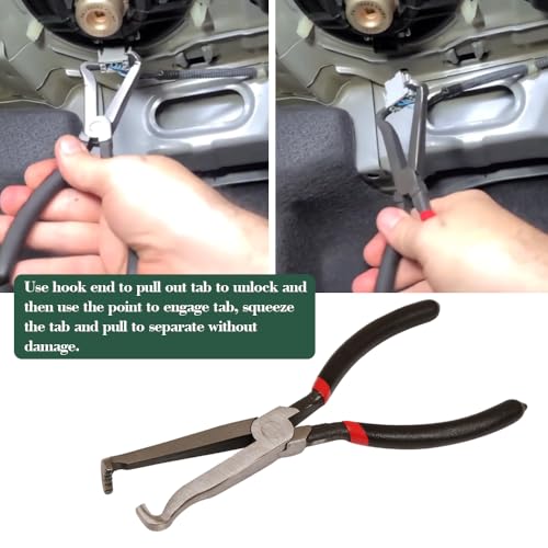 Electrical Disconnect Pliers, Spark Plug Disassembly Pliers for Remove Locking Push Tab Style Electrical Connectors Air Flow Sensors Fuel Injectors - size: Curved Nose