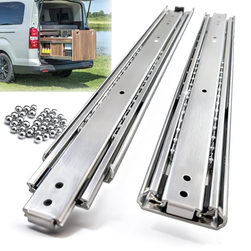 Thickened 200Lbs Heavy Duty Drawer Slides 1 Pair 22 Full Extension Ball Bearing Sliding Rails Kitchen Cabinet RV Runners Shelf Tool Box Tracks Glides (1/2" Thick, 22" L) - size: 22inch, style: W:51mm