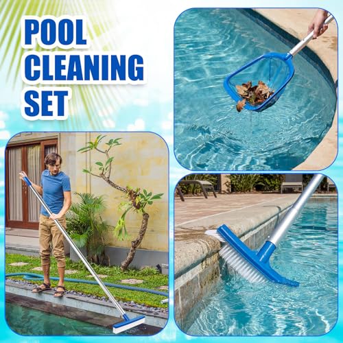 Potchen 3 Pcs Pool Cleaning Kit with Hand Skimmer Net, 10" Brush - style: 10" Brush