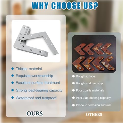 Mooche L Flat Brackets for Wood, Brushed Mending Plate Repair