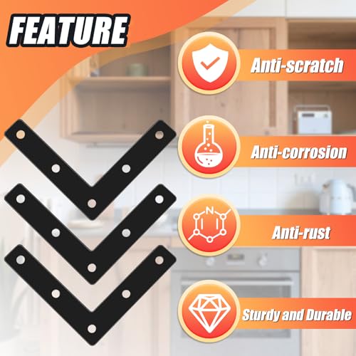Litoexpe 10 Pcs Black L-Shape Angle Bracket 80mm - size: 3.15" x 3.15", style: L Shape