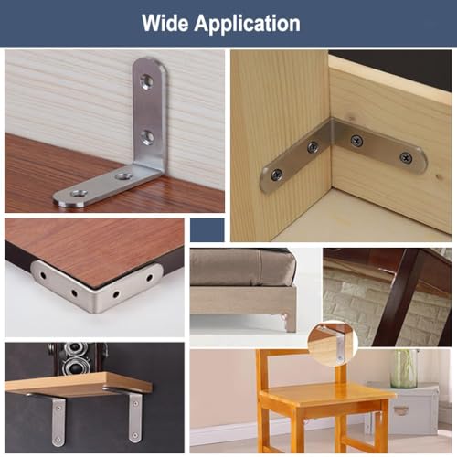 6 Pcs L Bracket Corner Brace Stainless Steel 65x65mm 90 Degree Small Shelf Brackets for Wood, Shelves, Heavy Duty Support Joint Right Angle Braces with Screws - size: 6PCS-Silver 65*65mm/ 2.5in