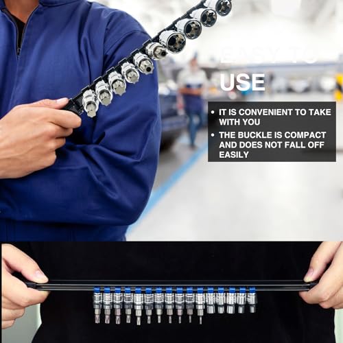 AMM 9-Piece Socket Organizer, 1/2 inch, 3/8 inch and 1/4 inch Drive ABS Tools-Blue Socket Holder,Heavy Duty Socket Racks, Premium Quality Socket Clip Rail Holder,The best tool trays in the garage - color: Blue, size: 9PC