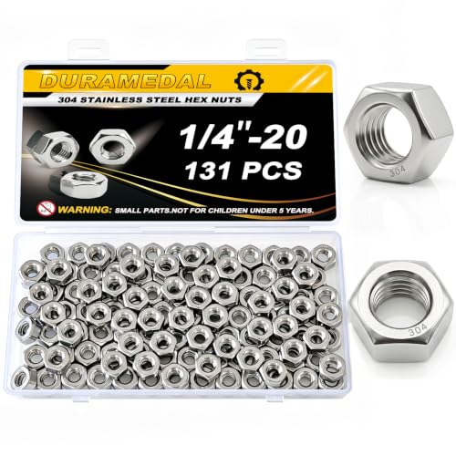 1/4-20 UNC Hex Nuts 131Pcs 304 Stainless Steel A2-70 Rustproof - size: SAE 1/4-20;131pcs