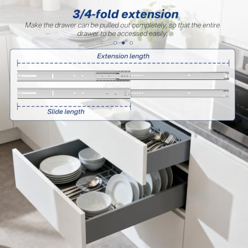 12 Inch Center Mount Drawer Slides 4 Pcs, Heavy Duty Hidden Rails - size: 12 Inch