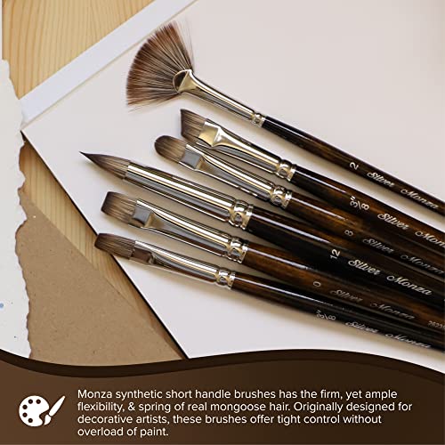Silver Brush Limited Monza Short Angle Oil Paintbrush, Size 3/8 Inch - size: Size - 3/8
