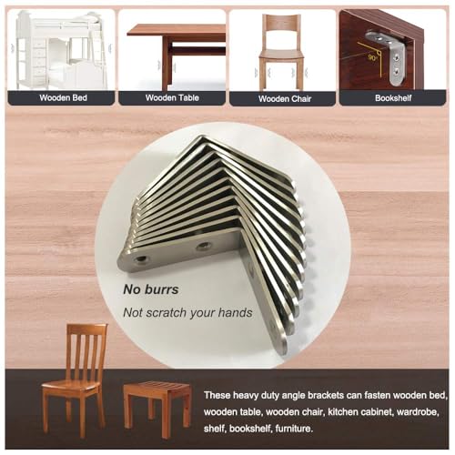 16Pcs L Bracket Corner Brace 2.5 x 2.5 Inch Stainless Steel Corner Brackets, Heavy Duty 90 Degree Joint Right Angle Shelf Brackets for Shelves Wood Furniture with Screws - size: 16PCS-Silver 65*65mm/ 2.5in