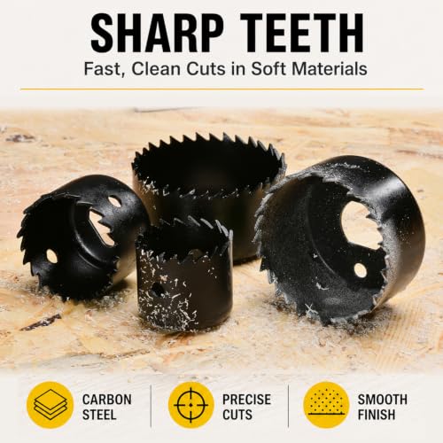 KATA 8PCS Hole Saw Kit 1" to 2-1/8" for Wood, Drywall, PVC, Plastic in Case - color: 8 PCS-Black