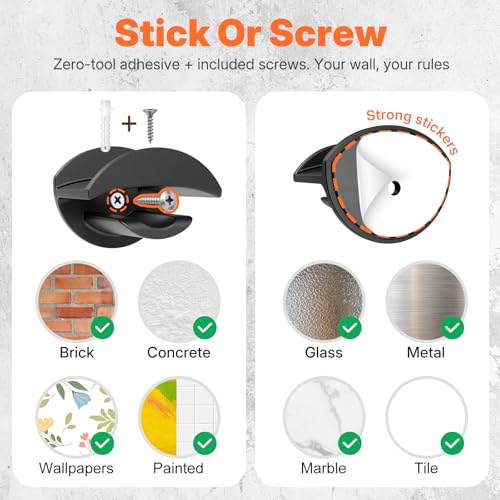 HOUSE DAY Adhesive Hat Hooks for Wall 16 Pack, Black - color: Black, size: 16 Pack