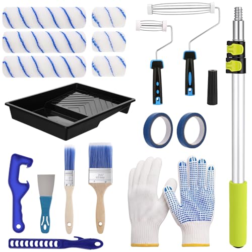 18 PCS Paint Roller Kit with Extension Pole