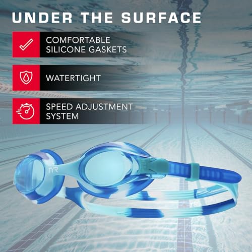 TYR Kids' Swimple Goggles - Colorful Swim Goggles for Beginners - color: Blue/Green