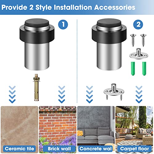 Chumia 6 Pcs Floor Mounted Door Stopper Stainless Steel,Silver - color: Silver