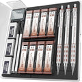 Nicpro 3 Pack Blocky Gear 0.3 mm Metal Mechanical Pencils Set with Case - style: 0.3mm