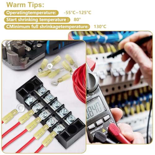 100PCS Heat Shrink Ring Terminals, Marine Grade - size: AWG(12-10)