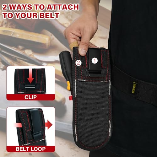 KUNN Small Tool Pouch with Belt Clip Utility 4-Pocket Pouch Holster Lightweight Small Tool Belt Pouches for Carpenters, Technicians