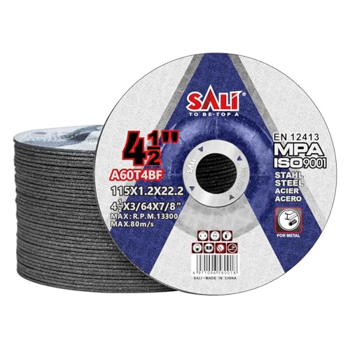 SALI 40 Pack Cut Off Wheels 4.5 Inch General Purpose Metal Depressed Center Cutting Wheel for 4.5" Grinders- Cutting Disc Aggressive Cutting 4.5" x 3/64" x 7/8" Operating Up to RPM 13300 and 80 M/S