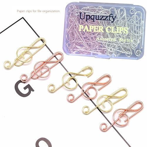 40 Pcs Note-Shaped Paper Clips - Fun Metal Paperclips Perfect for Office, School, Home File Organization, Wedding, Party Decorations, and DIY Crafts (Gold, Rose Gold) - style: NOTE