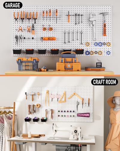 INCLY 158PCS White Metal Pegboard Wall Organizer 48x24 Inch - color: White, size: 48x24 Inch