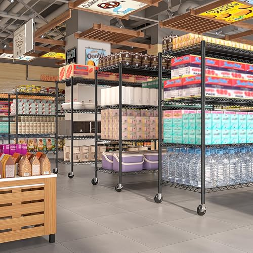 REIBII Extra-Wide 60"W 4-Tier Wire Shelving with Wheels, 2399lbs for Garage - size: 4-Tier,60" W X 65.5" H X 18" D