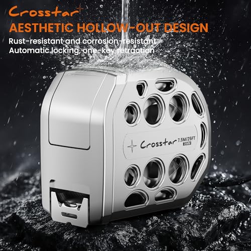 Crosstar 25FT Magnetic Self-Locking Stainless Steel Tape Measure - size: 7.6 m