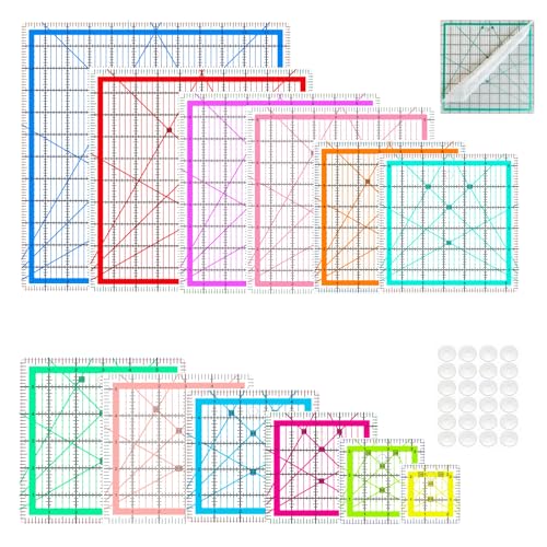 12 Quilting Rulers(2.5",3.5",4.5",5",5.5",6",6.5",7",8.5",9",10",12") - color: Multi