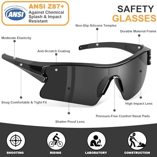 Safety Glasses for Men, Anti Scratch & UV Protection Work Glasses - color: 12pack-dark Grey