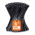 Zip Ties 6 inch with 25 lb Tensile Strength, Black Cable ties, 1000 Pack, ANOSON - size: 6"/1000 Pack (25 Lb)