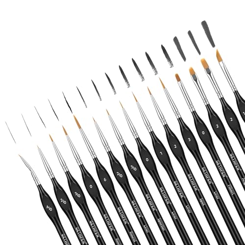 GETHPEN Miniature Paint Brushes, Micro Detail Paint Brush Set, 15pcs | Miniature Micro Paint Brush Set with Triangular Handles, for Acrylic, Watercolor, Oil, Models, Figurine & Paint by Number - size: 15 Sizes