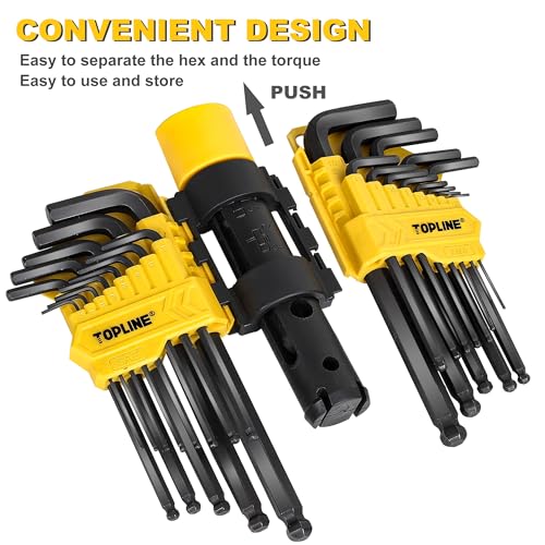 Topline 27-Piece Long Arm Allen Wrench Set, SAE & Metric