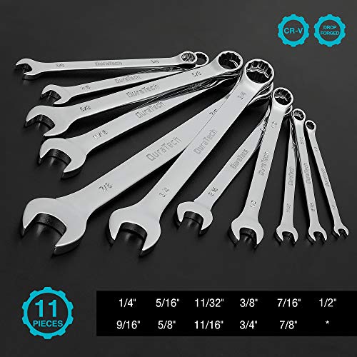 DURATECH Combination Wrench Set, SAE, 11-Piece, 1/4'' to 7/8'' - size: Set (1/4'' to 7/8'')