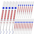 20 PCS Long Head Deep Hole Marker Pens,20mm Long Nib Marker,Longs Nose Markers,Waterproof Construction Markers Marking Tool,Permanent Markers Carpenter Ink marker Pens,Metal marking Pens,Blue - color: 20PCS-20MM Blue