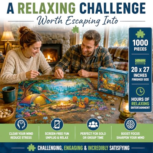 Adult Jigsaw Puzzle 1000 Piece Camping Scene - color: Campfire Calm