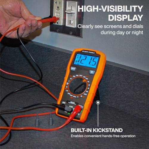 Klein Tools 80196 Digital Multimeter Kit with Case, Manual-Ranging 600V AC/DC Voltage Tester, Tests Batteries, Current, Resistance, Diodes, and Continuity, Protective Carrying Case - size: Manual-Ranging with Case