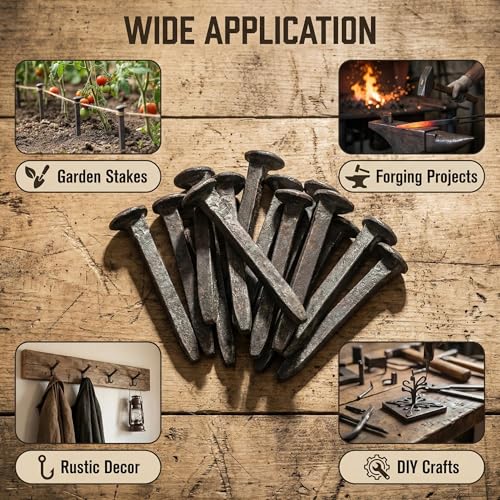 20 Pack Black Railroad Spikes - 4.7 Inch Heavy Duty Rustic Utility Hooks with Rust, Copper Green for Railroad Ties, Industrial Decor, DIY Projects and Home Storage