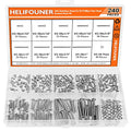 HELIFOUNER 240 Pieces #2-56 Phillips Pan Head Machine Screws Nuts Assortment Kit, Coarse Thread, Fully Machine Threaded, 304 Stainless Steel - size: #2-56, style: Phillips Pan Head