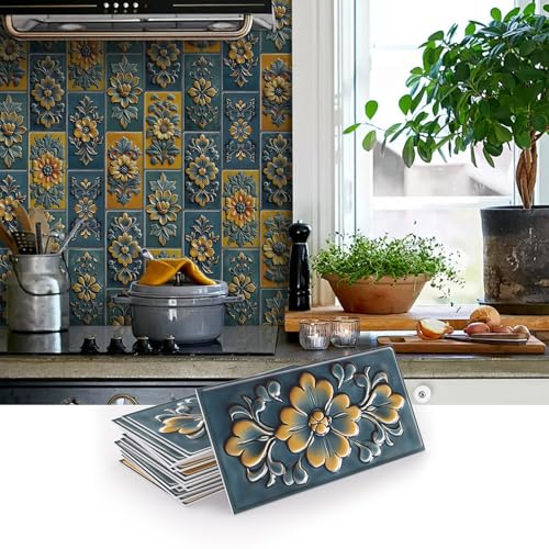 VICCI 64Pcs Tile Decals 8" x 4" Peel & Stick Kitchen Backsplash - color: Sjm-306, size: 8x4IN*64PCS